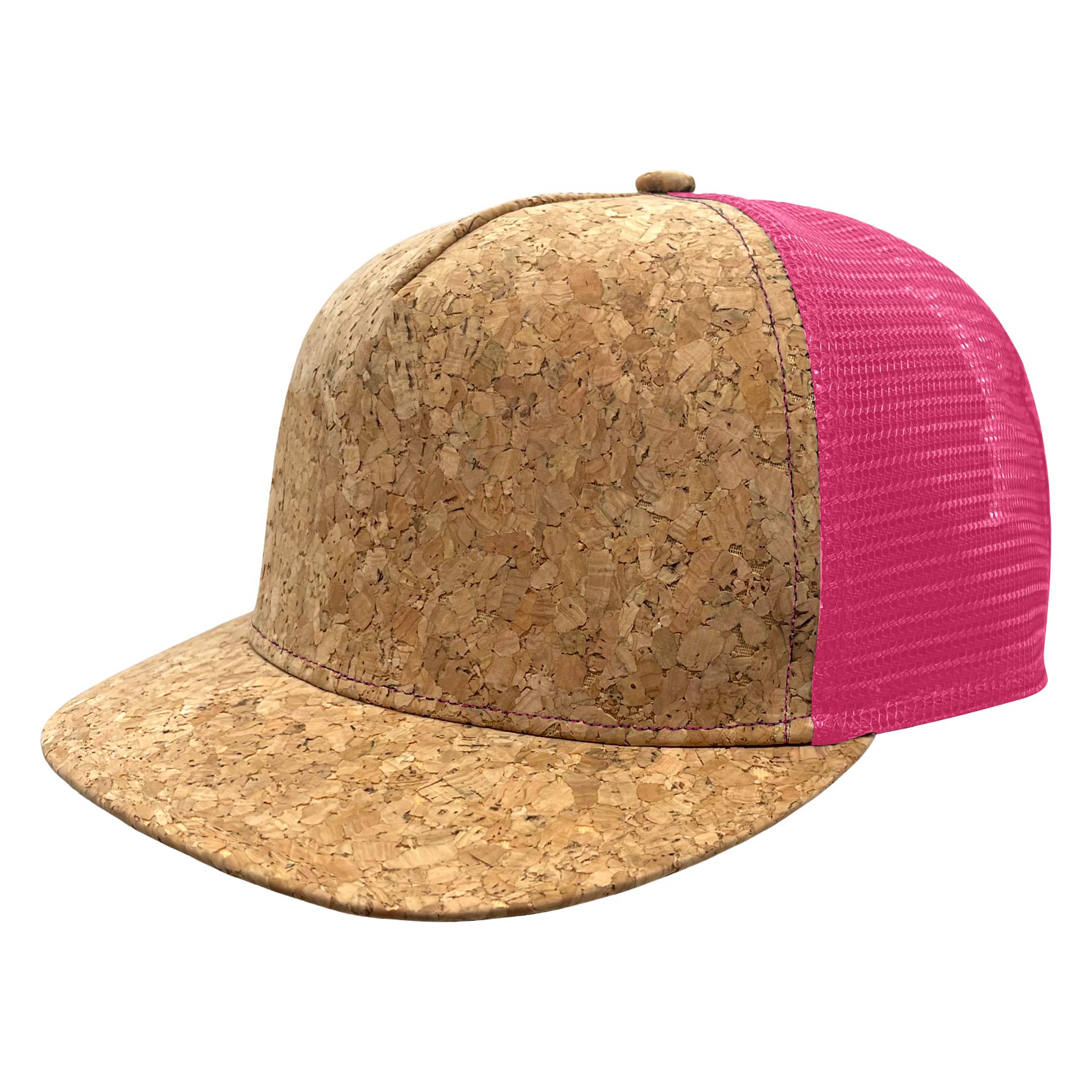 FlyFlyPromos - Cork Flat Visor 5 Panel Snapback Mesh Back Trucker Hat Image 8 - Promotional Product
